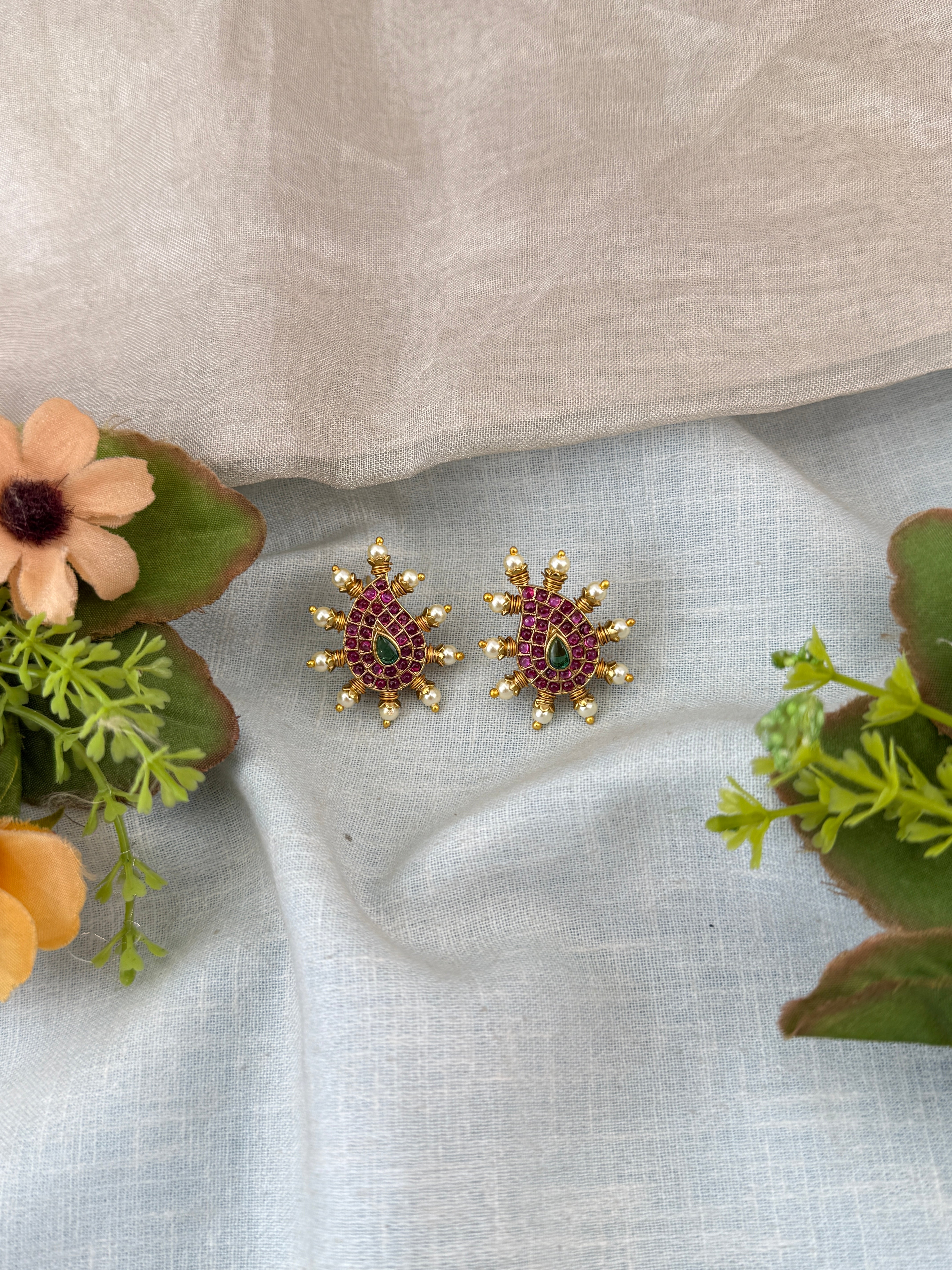 Indian wedding earrings, everyday wear antique earrings, stud design earrings, stud earrings online