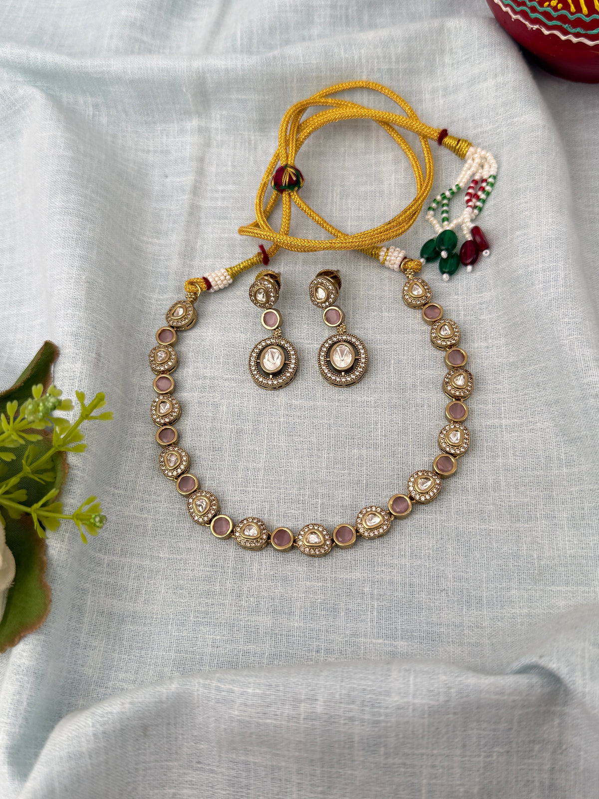 Kundan Designer Necklace Premium Short Set | N1267