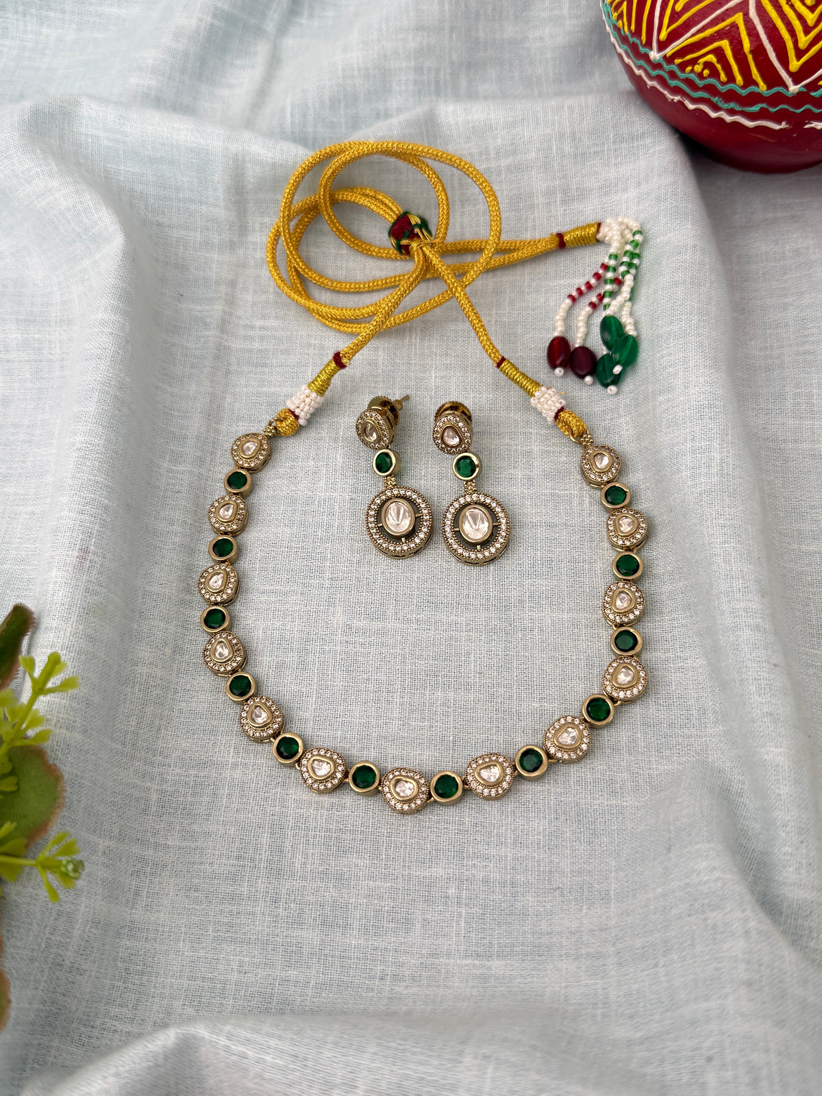 Kundan Designer Necklace Premium Short Set | N1265