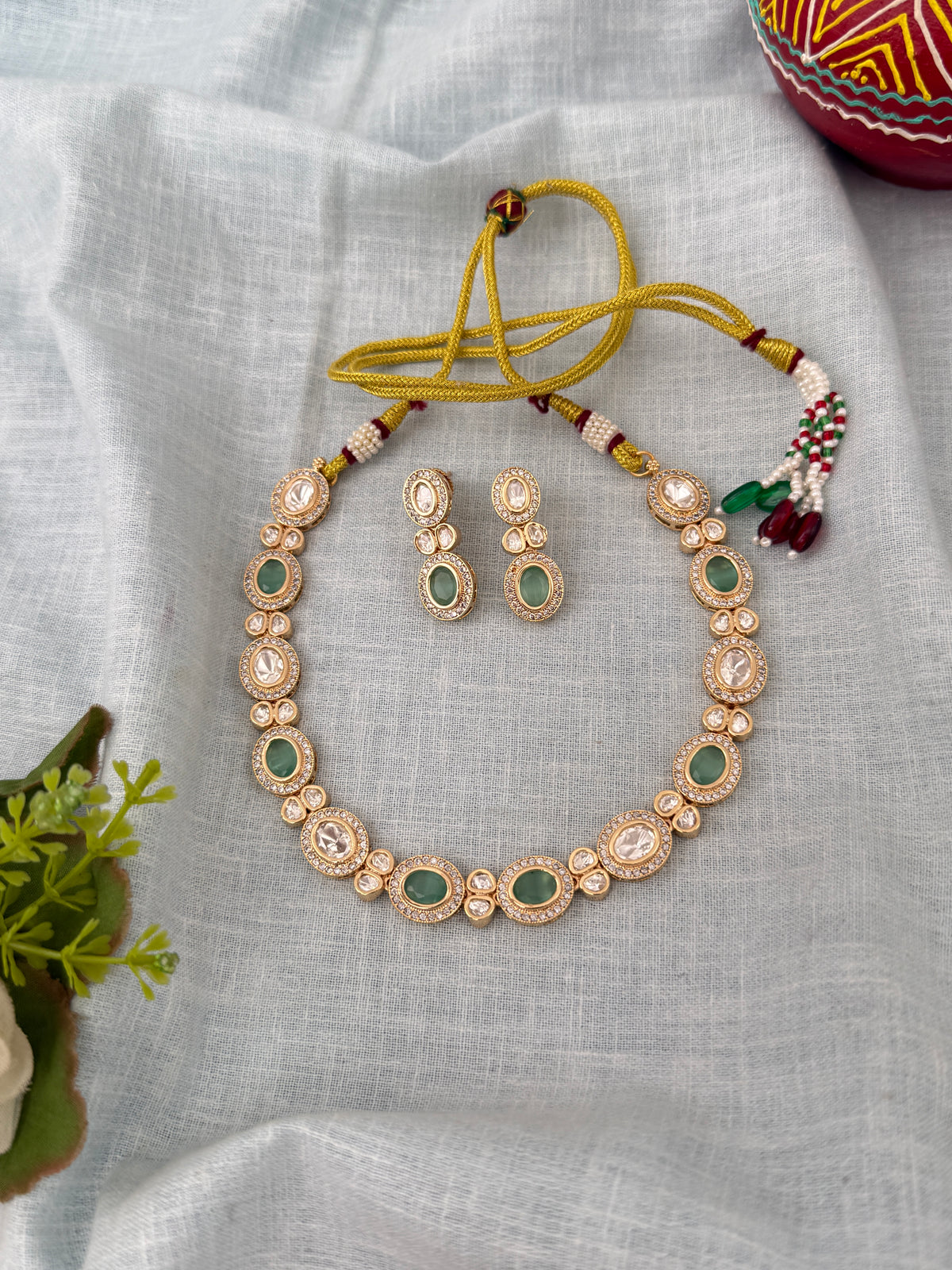 Kundan Designer Necklace Premium Short Set | N1281