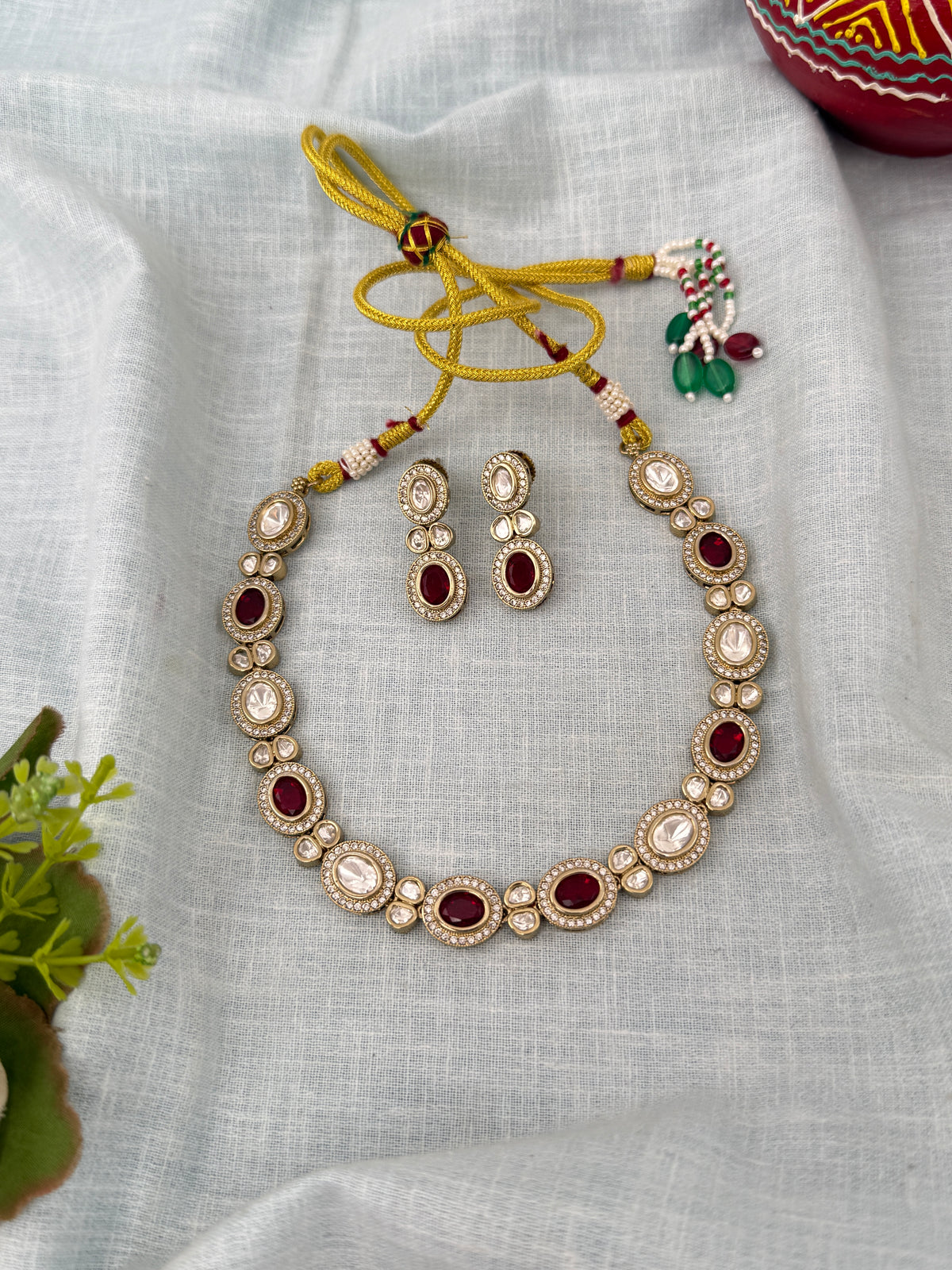 Kundan Designer Necklace Premium Short Set | N1274
