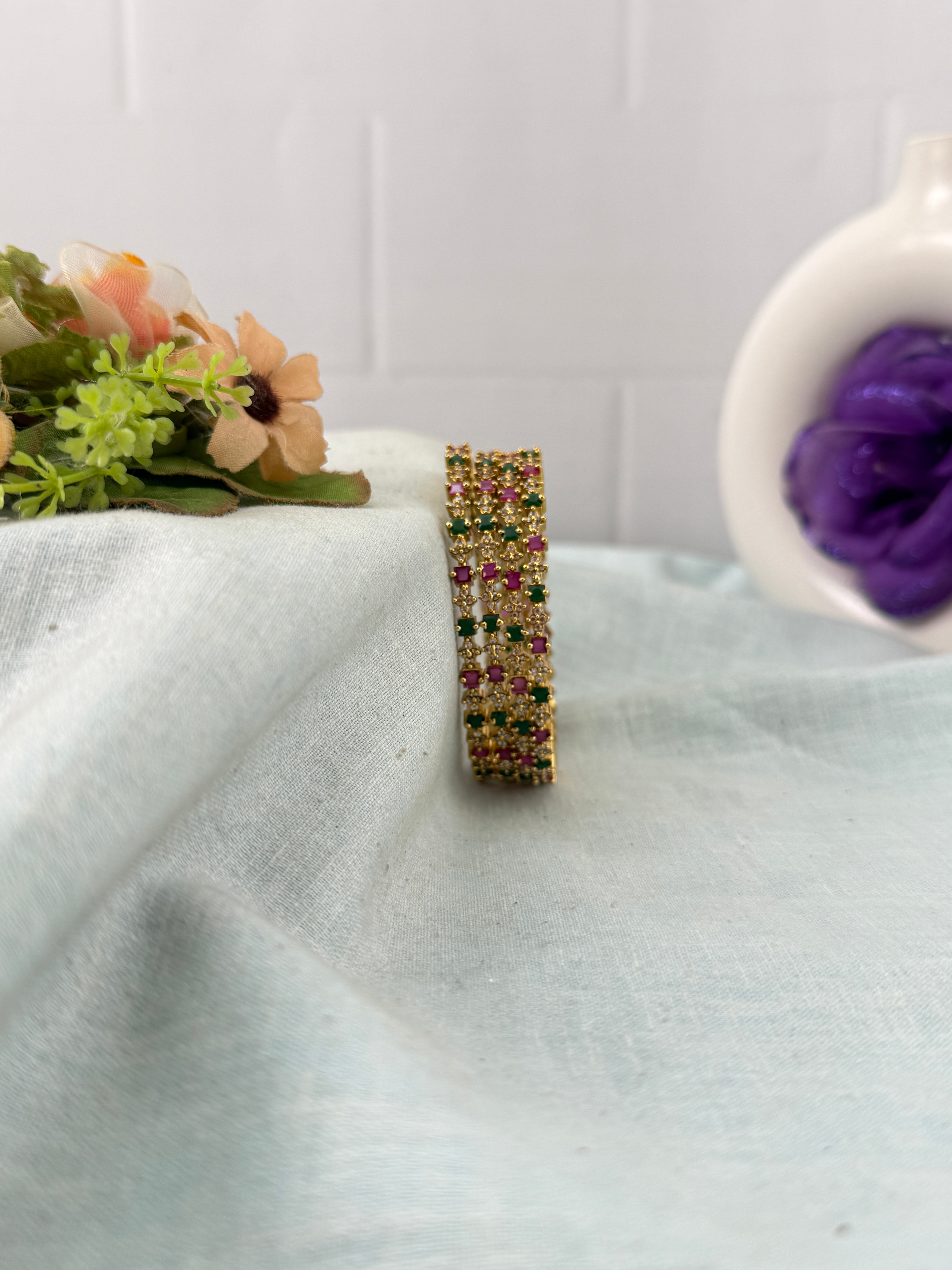 Antique temple style bridal bangles for women by Mahila