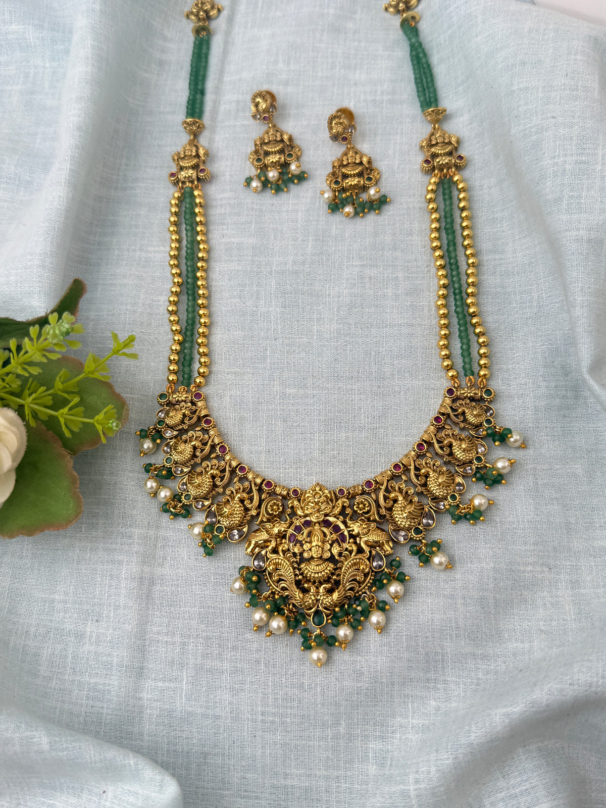 Antique Grand Necklace Srinivasa Pendant Long Set| N1220