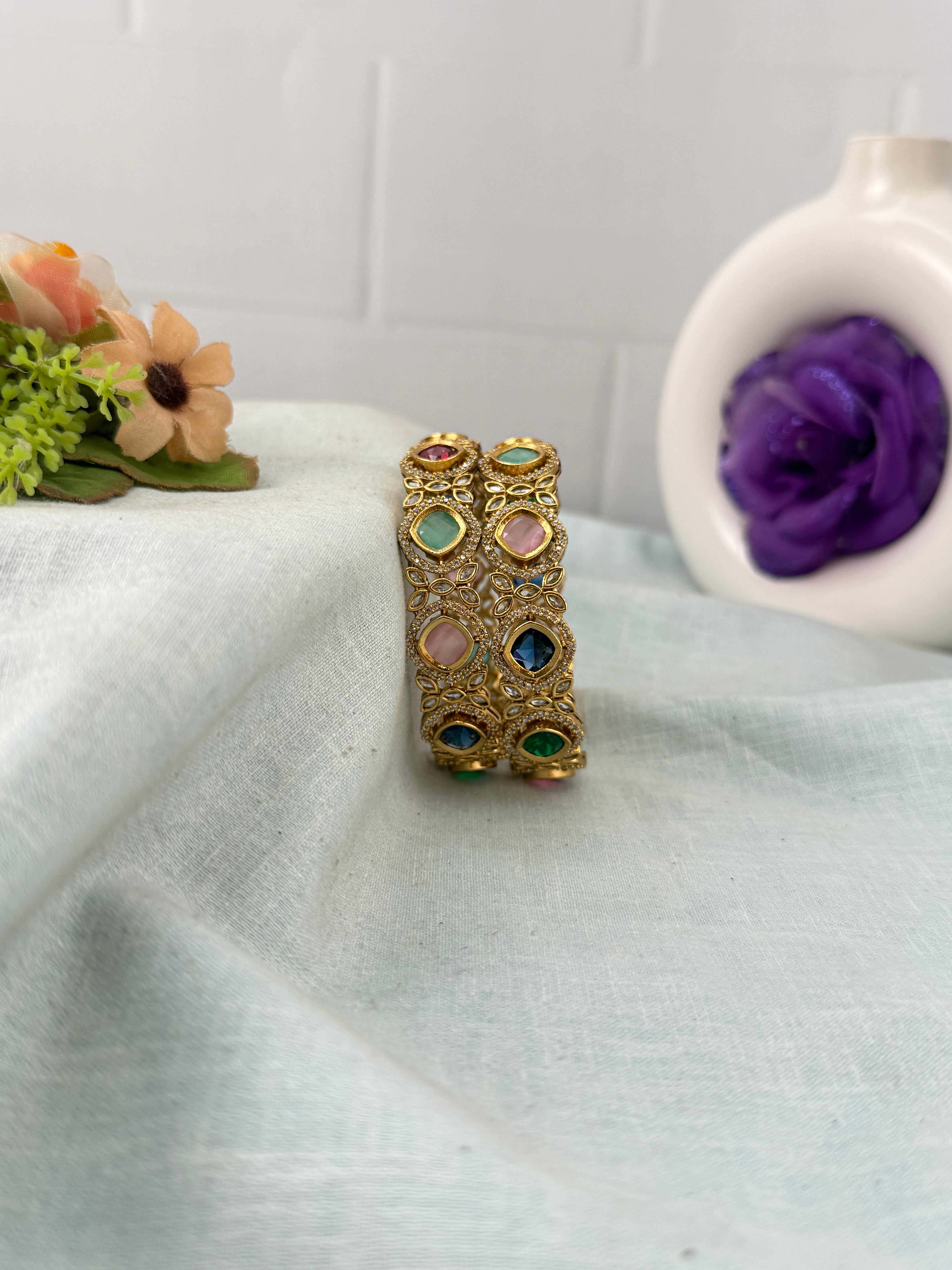 Antique temple style bridal bangles for women by Mahila