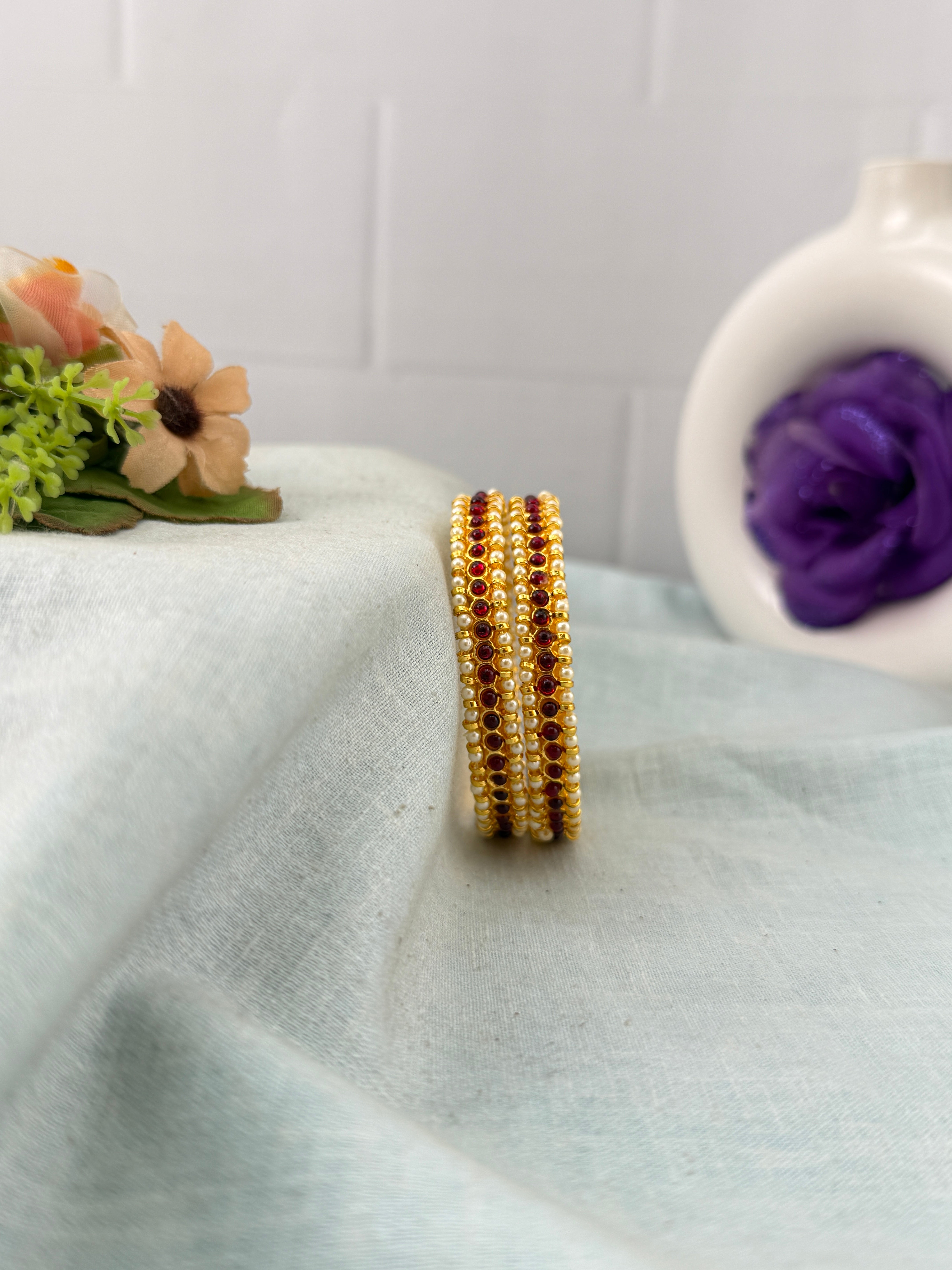 Antique temple style bridal bangles for women by Mahila