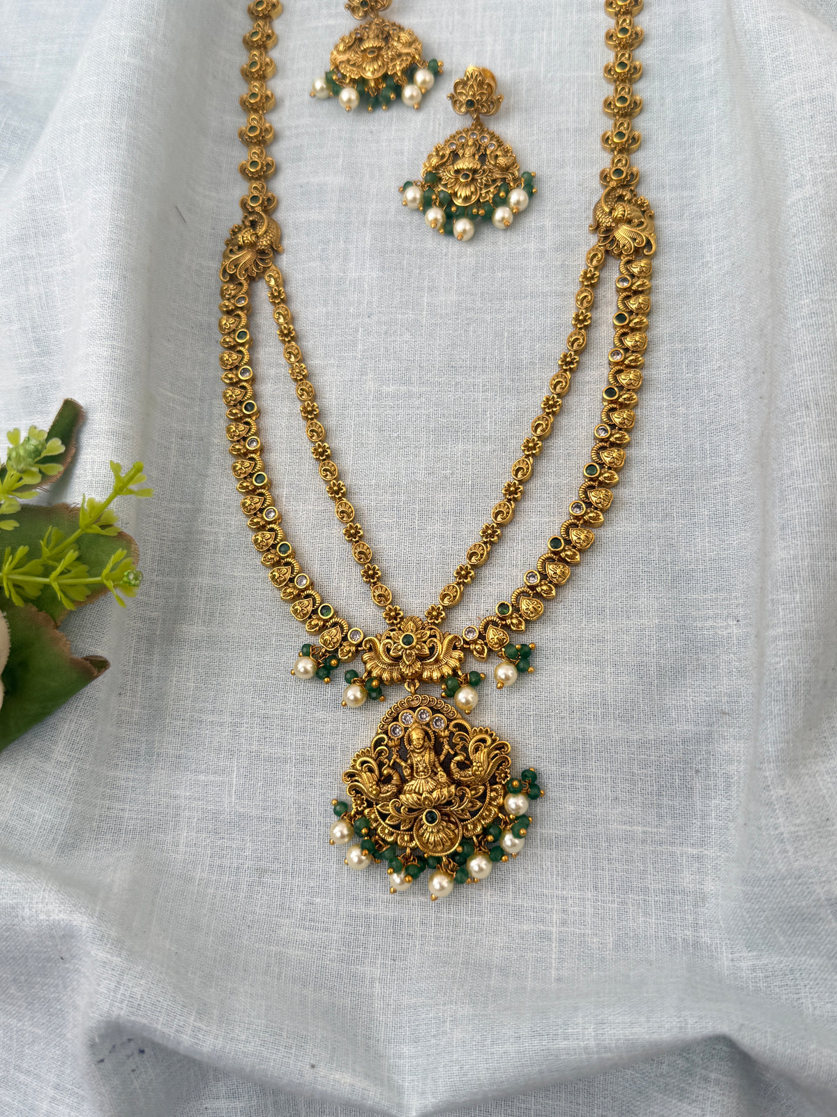 Antique Layered Necklace Lakshmi Pendant Long Set| N1224