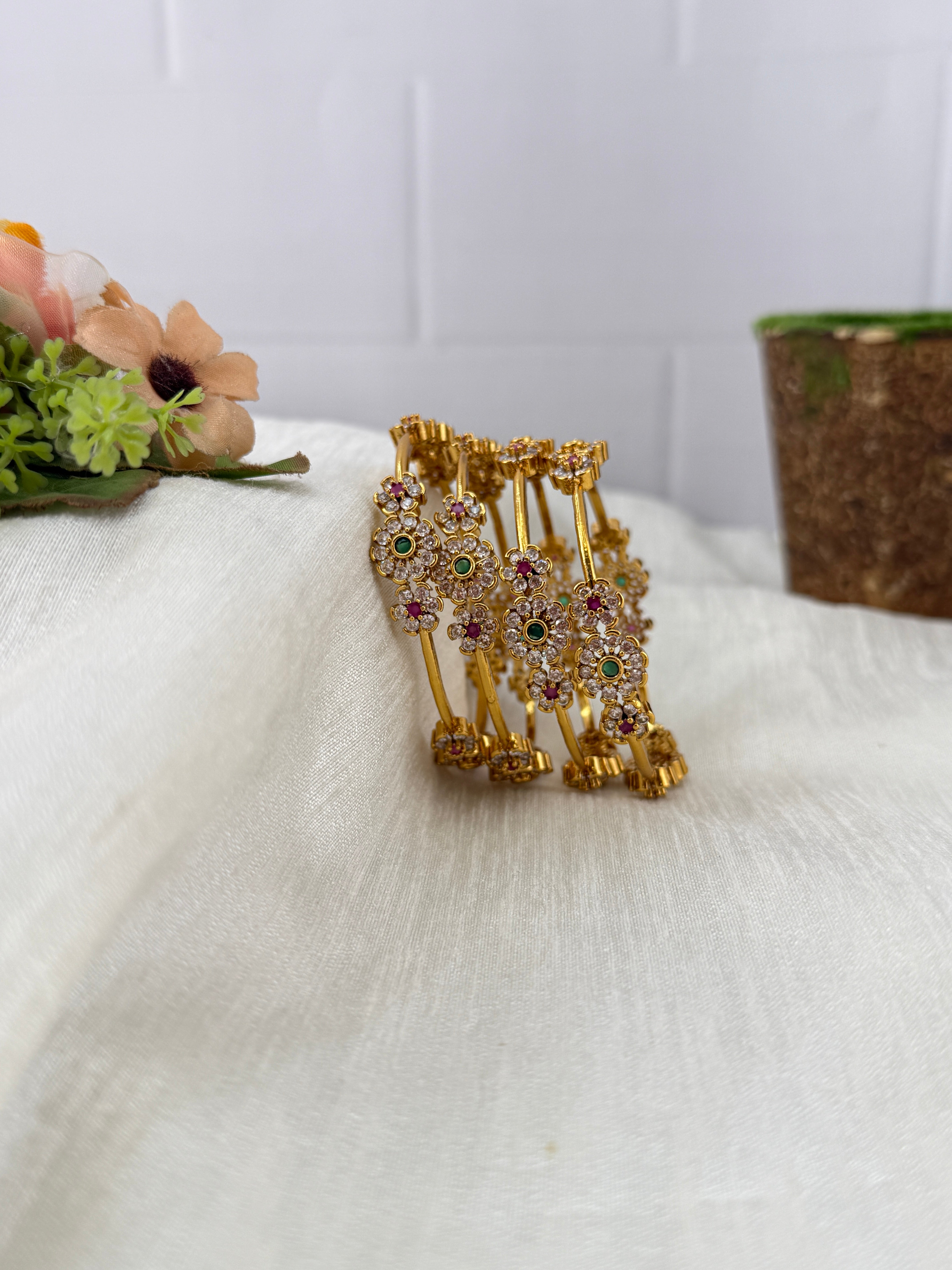 Antique temple style bridal bangles for women by Mahila