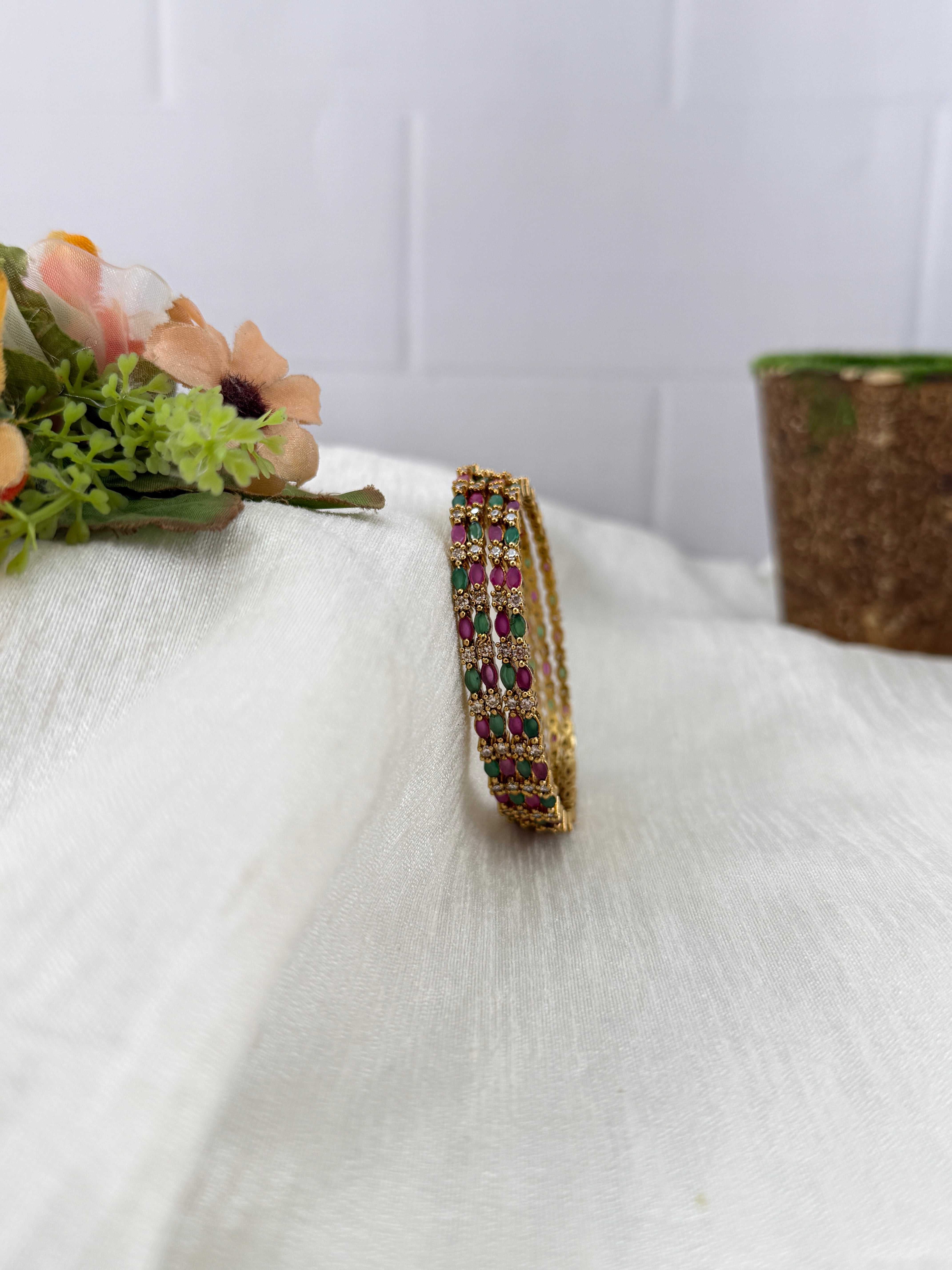 Antique temple style bridal bangles for women by Mahila