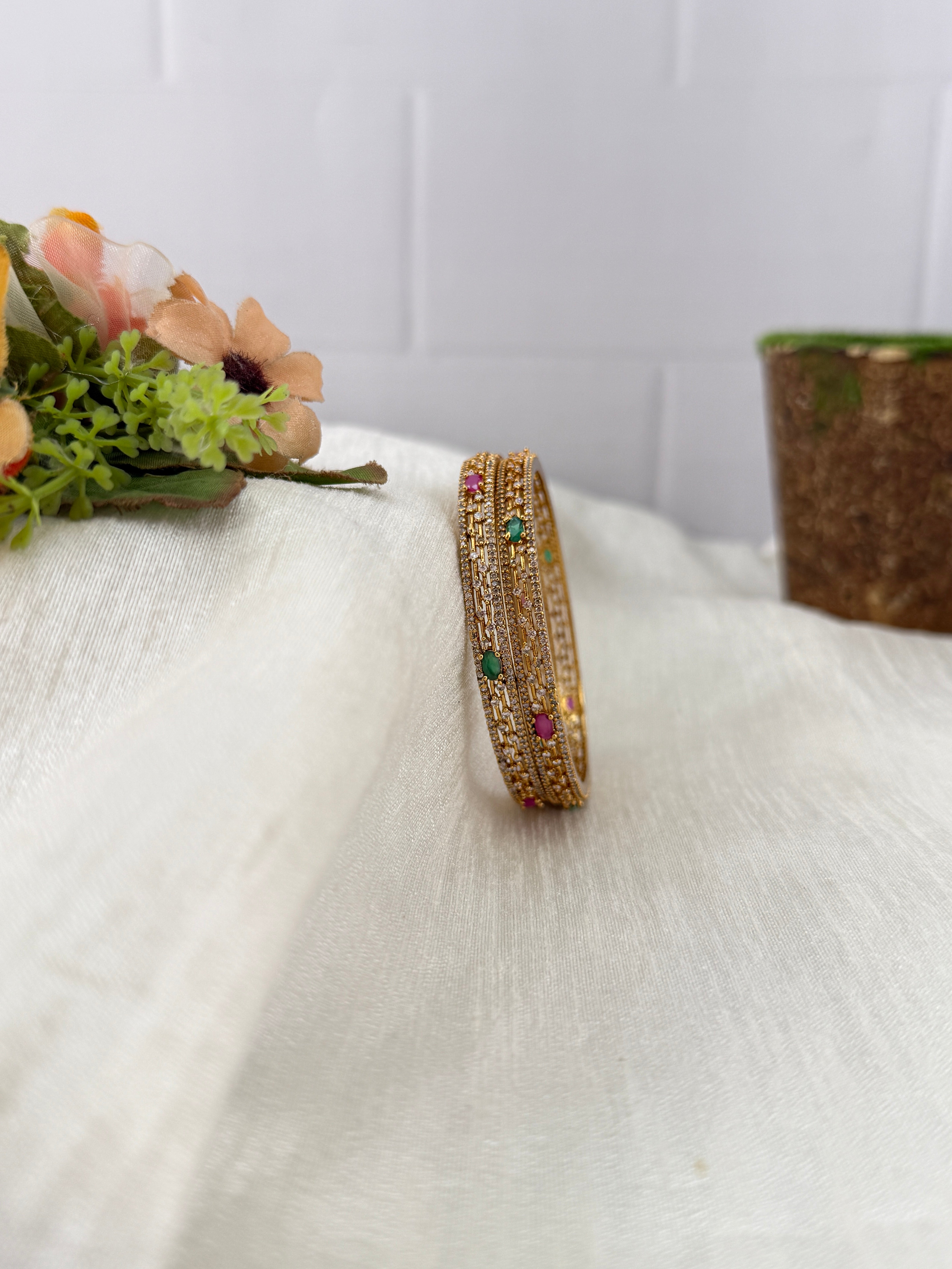 Antique temple style bridal bangles for women by Mahila