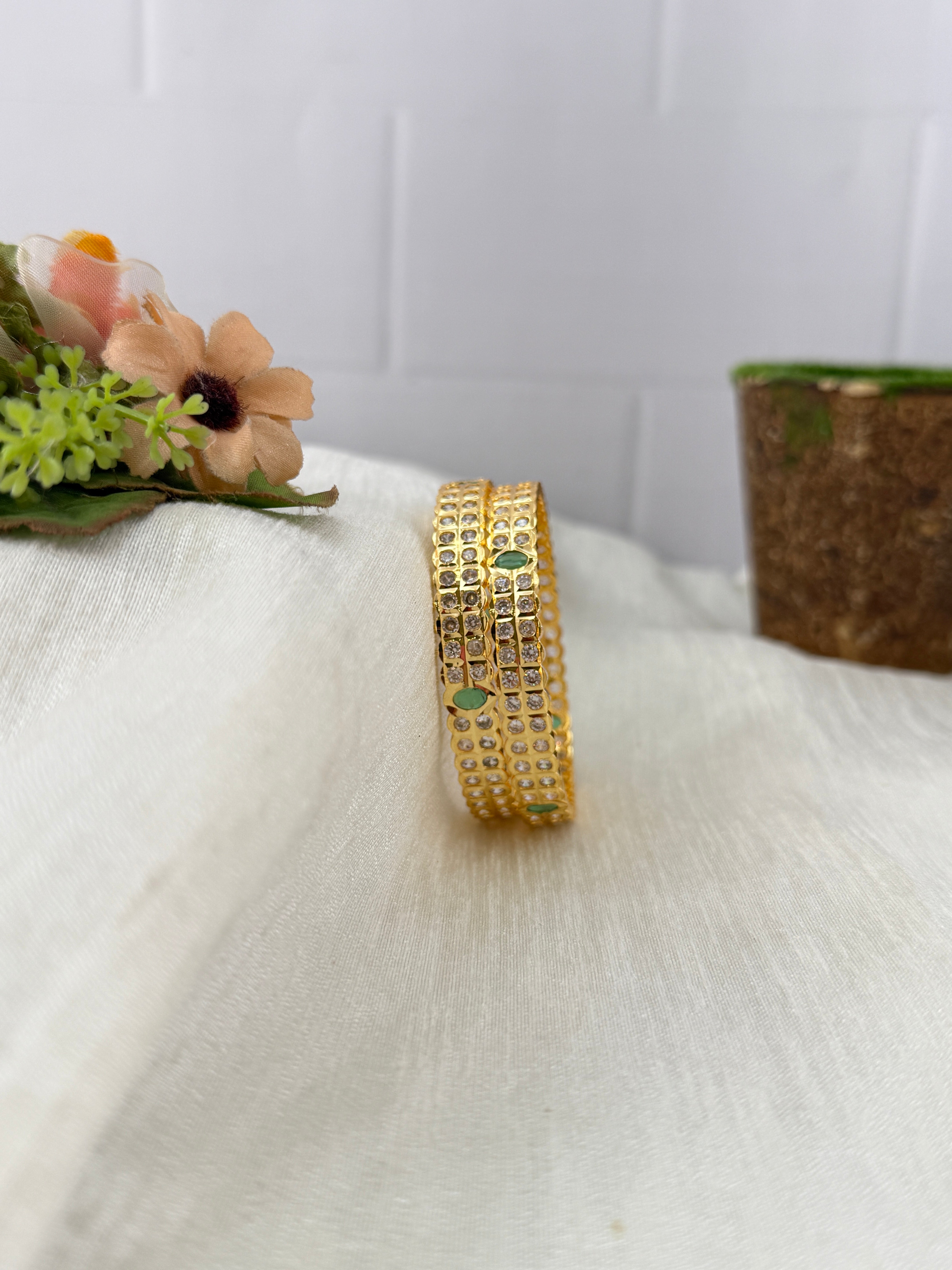 Designer stone bangles with premium sparkling stones