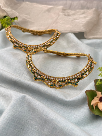 Traditional Gold Jade Kuchu– South Indian Bridal Hair Accessory, Jade Kuch, hair choti