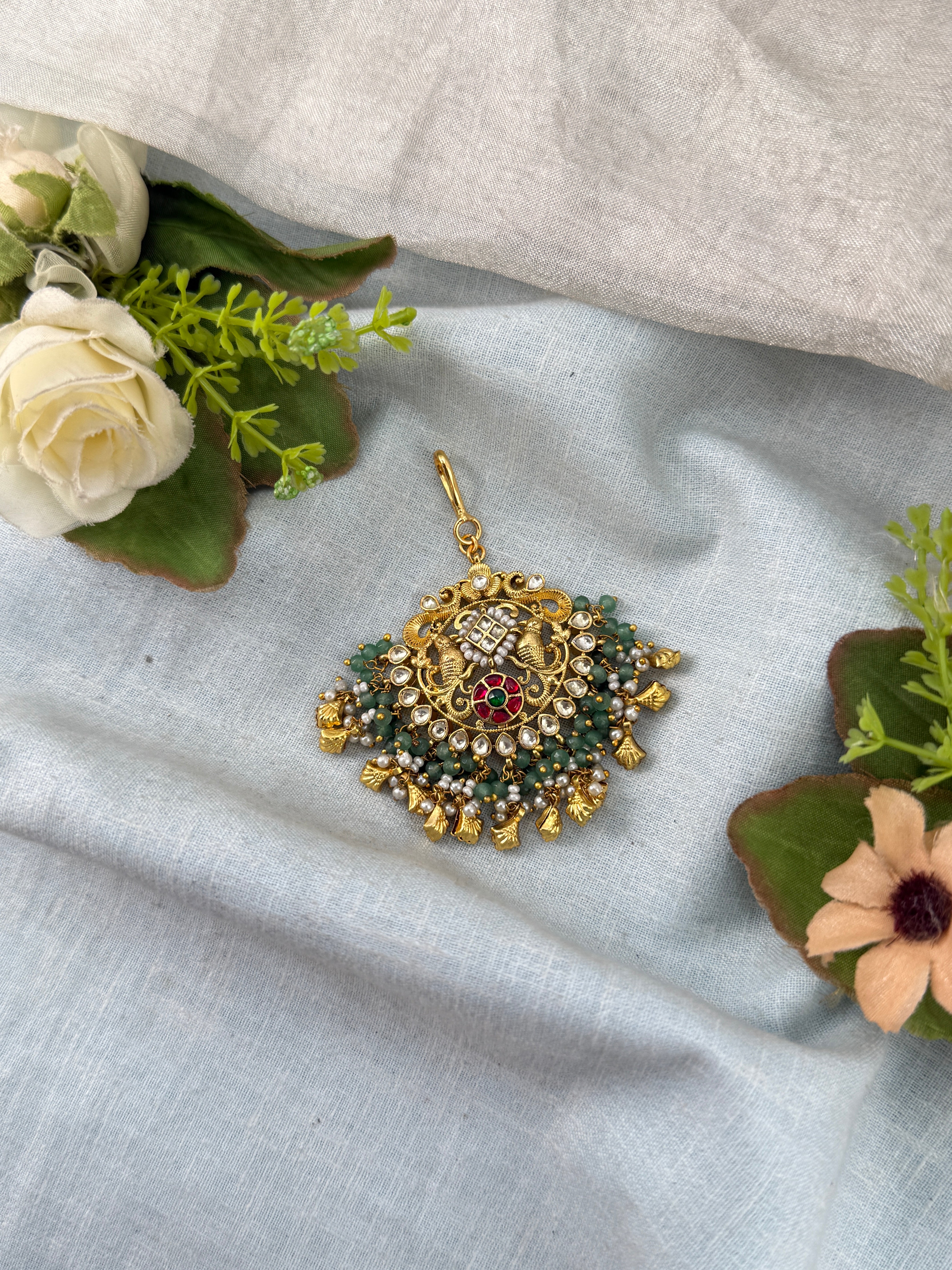 Antique Earrings, Bridal antique Kundan earrings, Antique kundan Jhumka