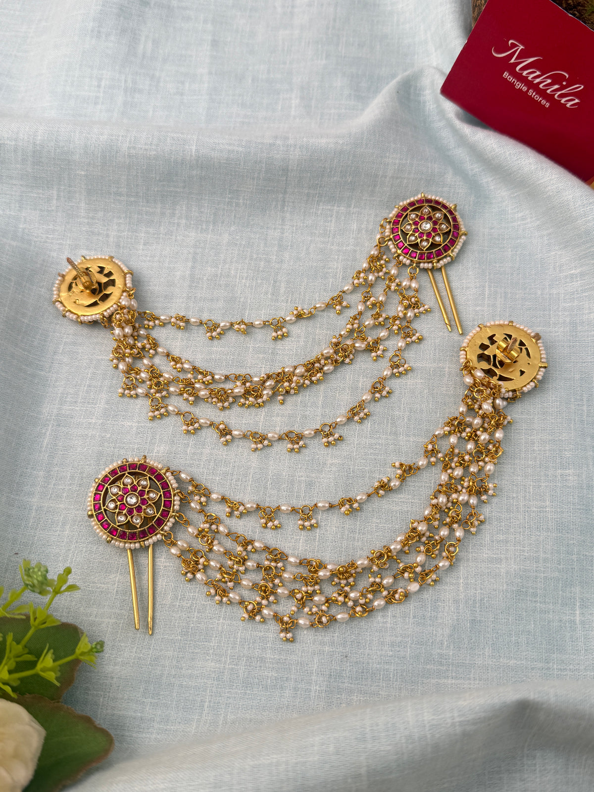 Jadau Kundan Royal Earrings With Maatal And Jadebille| E0791