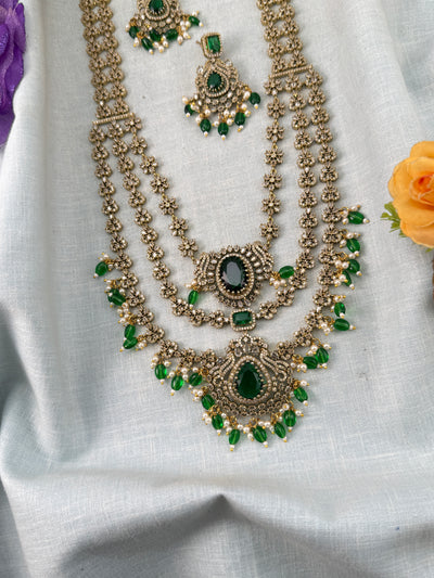 Victorian Stone Long Layer Necklace Set | 006