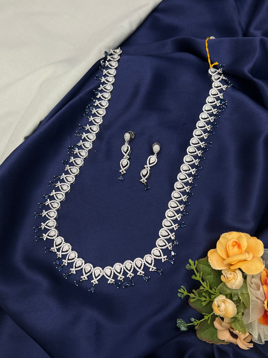 Medium Long Stone Necklace Blue 0105 - Mahilas