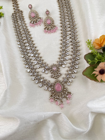 Victorian Stone Layer Long Necklace Set | 063