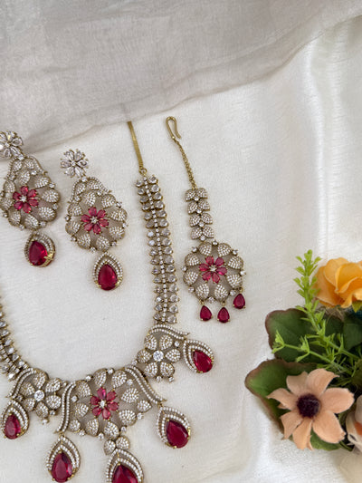 Zircon Stone Short Necklace Set | Combo | 019
