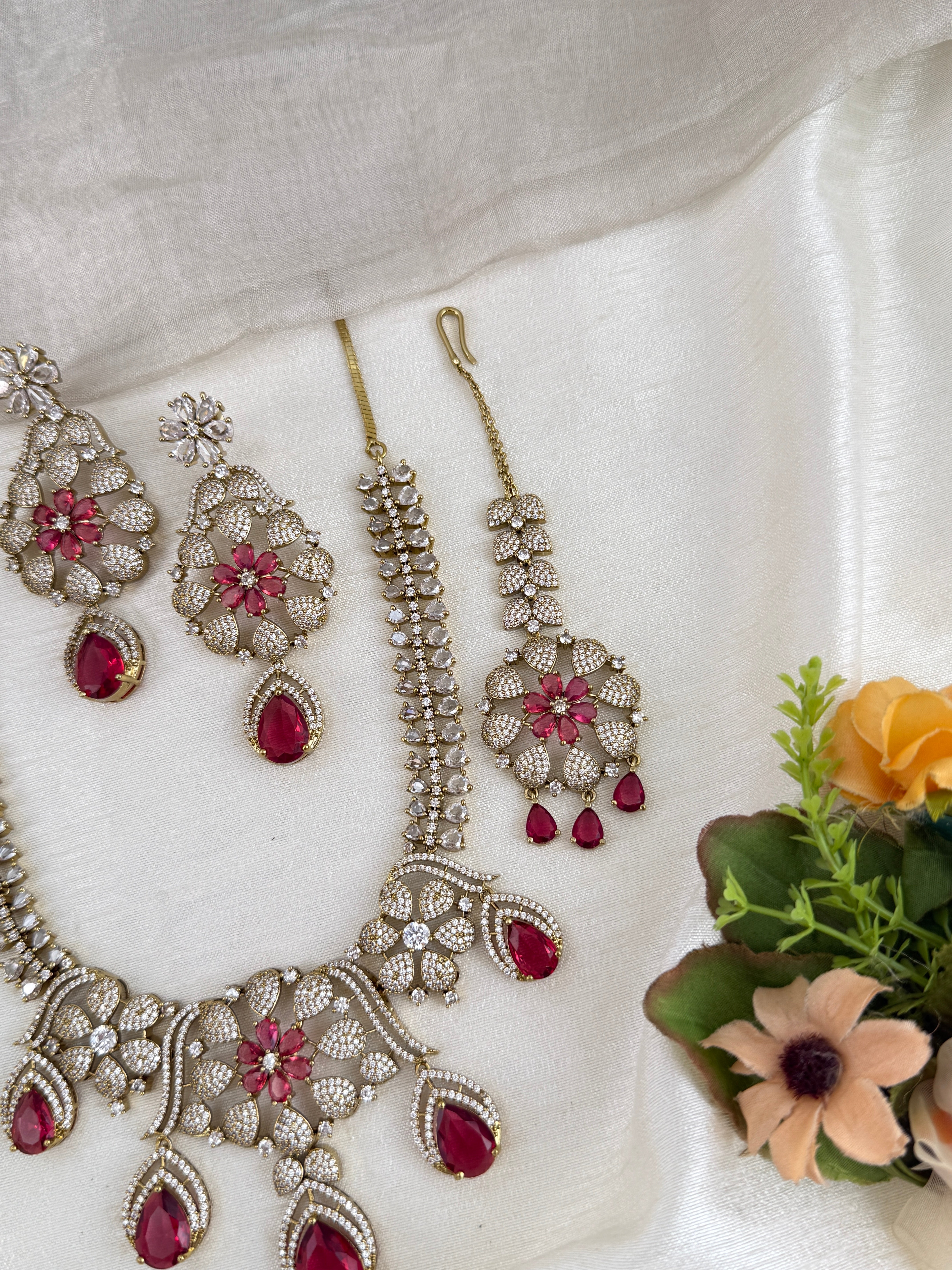 Zircon Stone Short Necklace Set | Combo | 019