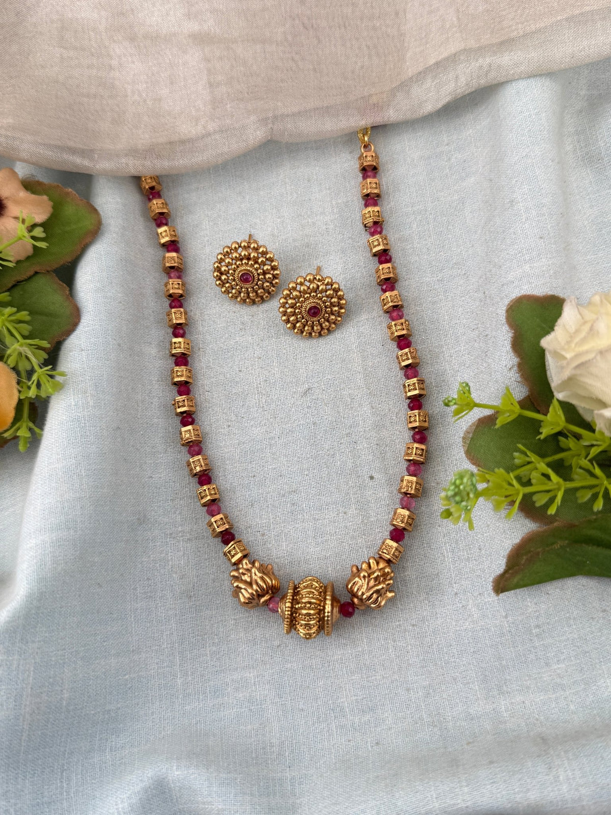 Antique Beads Long Necklace Set | N0175 - Mahilas