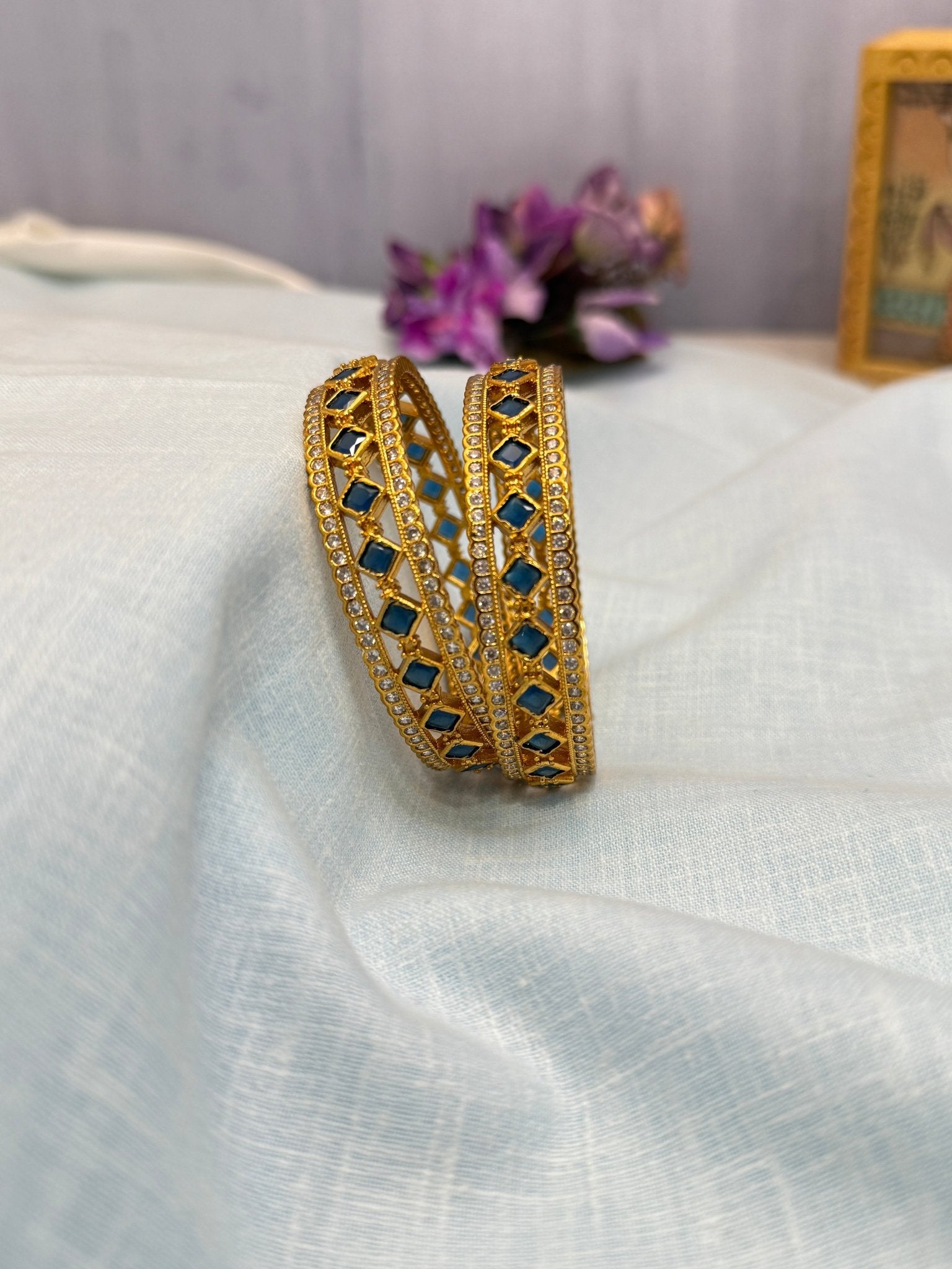 Antique Blue Stone Bangles 6881 - Mahilas