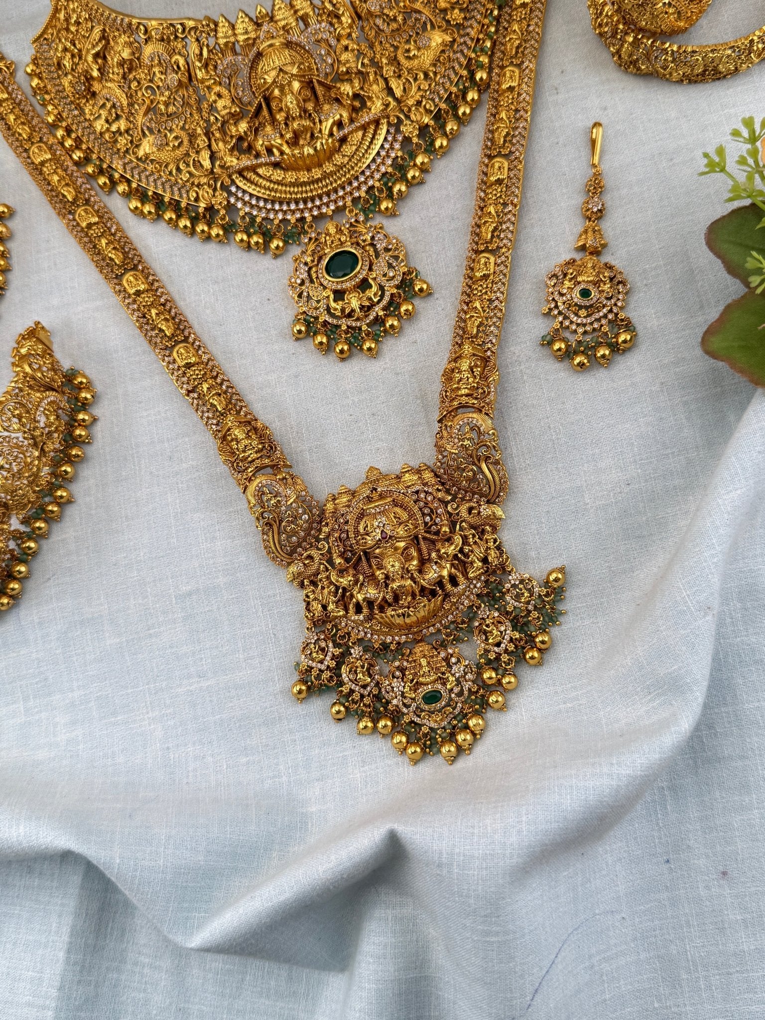 Antique Bridal Necklace Full Set Grand Gajalakshmi | N0364 - Mahilas