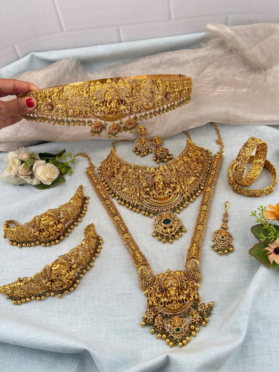 Antique Bridal Necklace Full Set Grand Gajalakshmi | N0364 - Mahilas