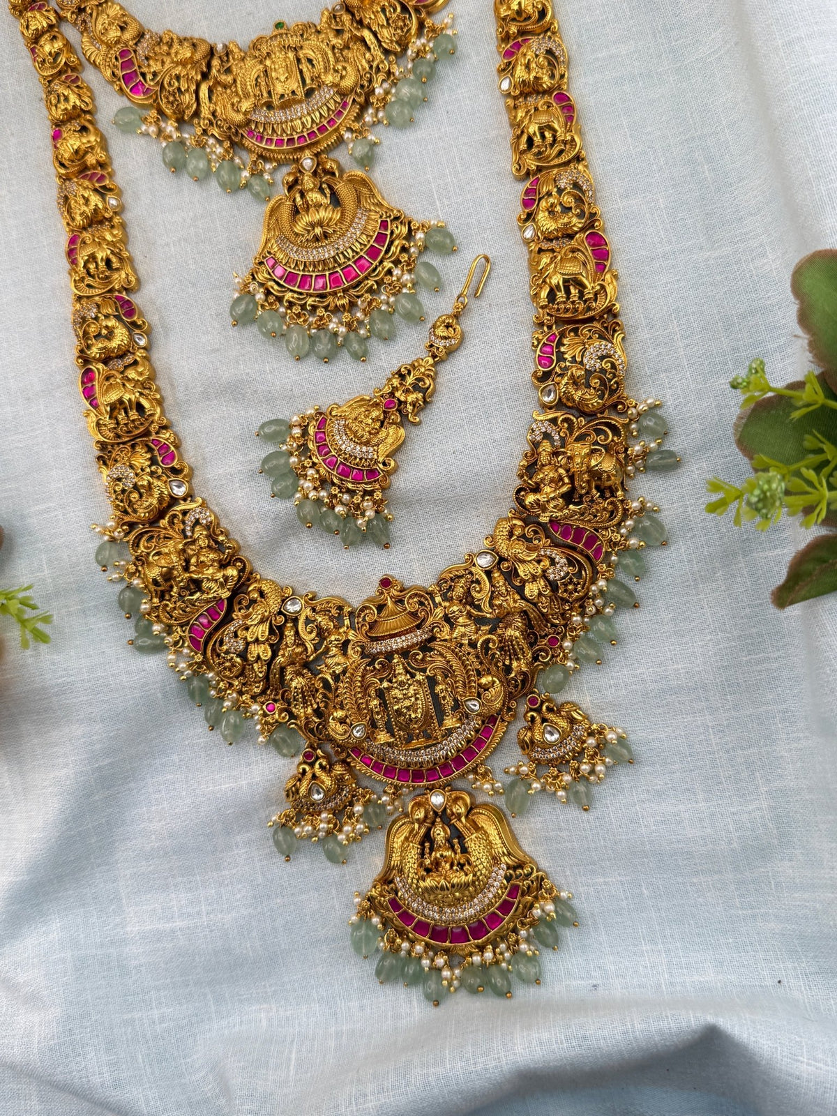 Antique Bridal Necklace Venkateshwara Lakshmi Kalyana Premium Full Set | N0447 - Mahilas