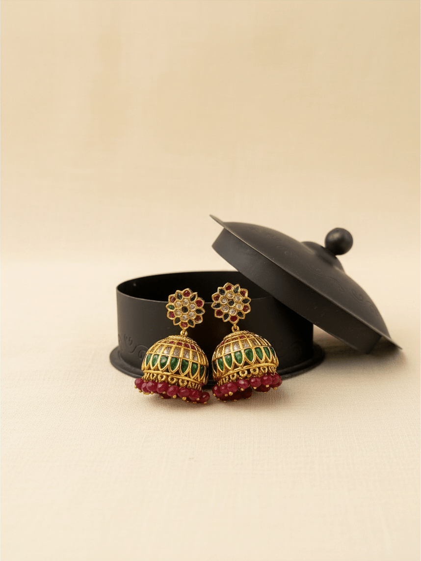Antique Designer Jhumka Earrings| E0757 A - Mahilas