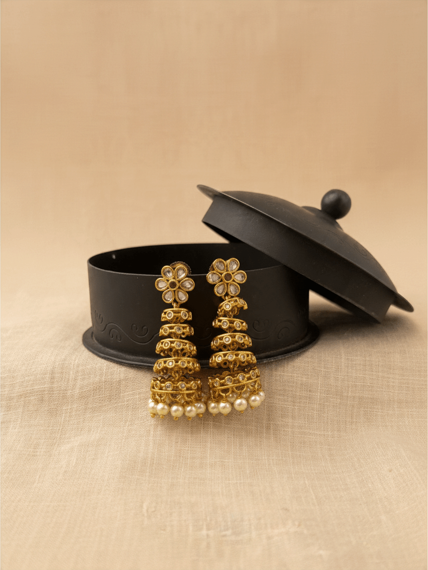 Antique Designer Jhumka Earrings| E0762 - Mahilas