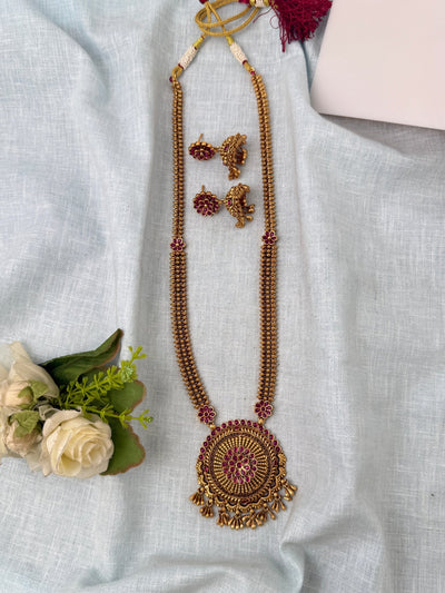 Antique Designer Necklace Elegant Long Set | N0896 - Mahilas