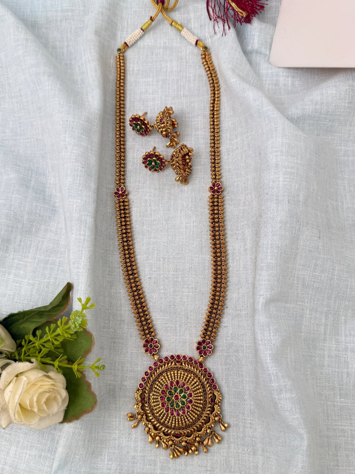 Antique Designer Necklace Elegant Long Set | N0897 - Mahilas
