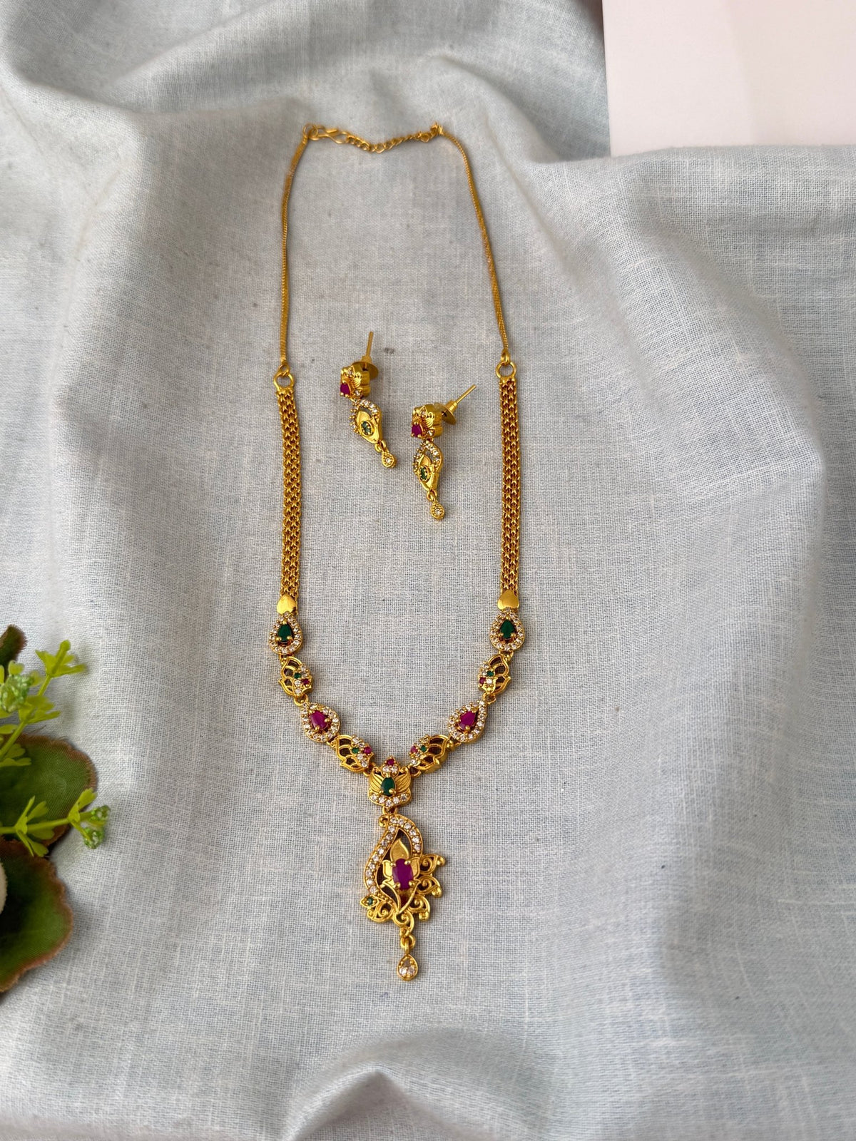 Antique Designer Necklace Mango Pendant Short Set Premium| N0679 - Mahilas