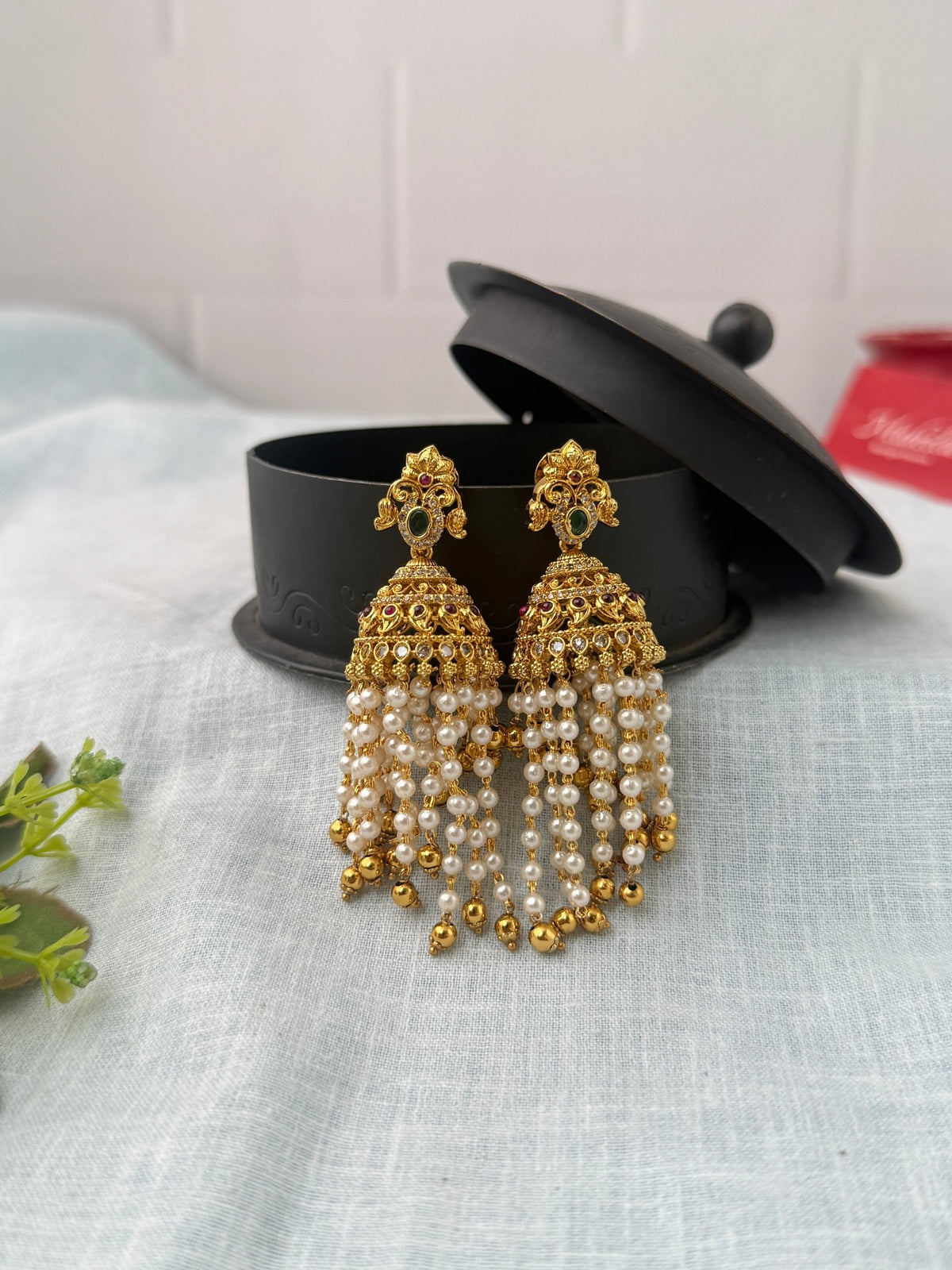 Antique Designer Pearl Jhumka Earrings| E0719 A - Mahilas