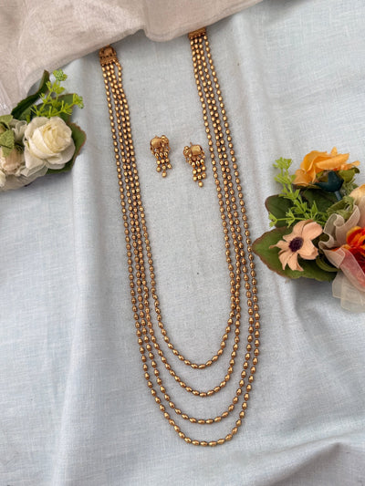 Antique Elephant 4 Layered Long Necklace Set | No200 - Mahilas