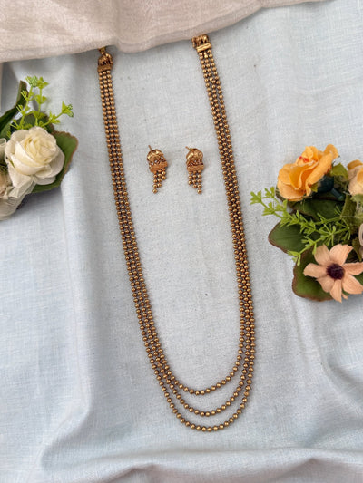 Antique Elephant Layered Long Necklace Set | No160 - Mahilas