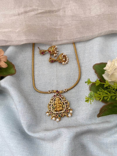 Antique Ganapathi Pendant Necklace Set | No287 - Mahilas