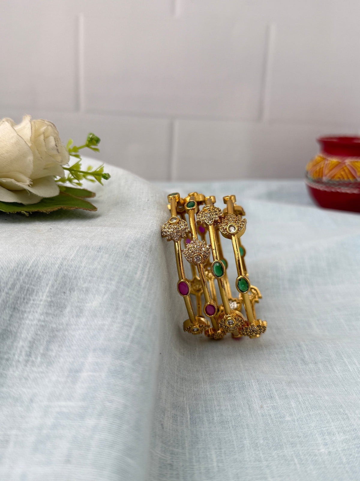 Antique Gold Like Designer Bangles |Set Of 4| B0447 - Mahilas