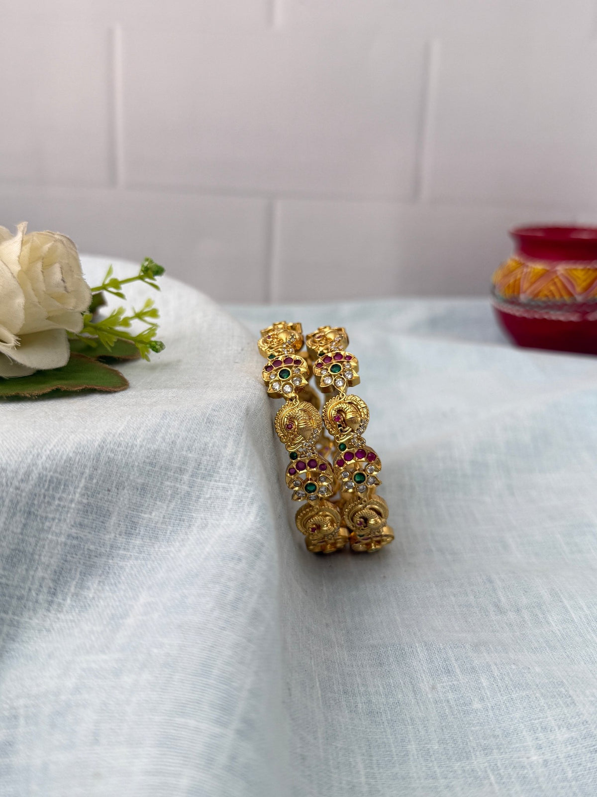 Antique Gold Like Drsigner Bangles |Set Of 2| B0438 - Mahilas