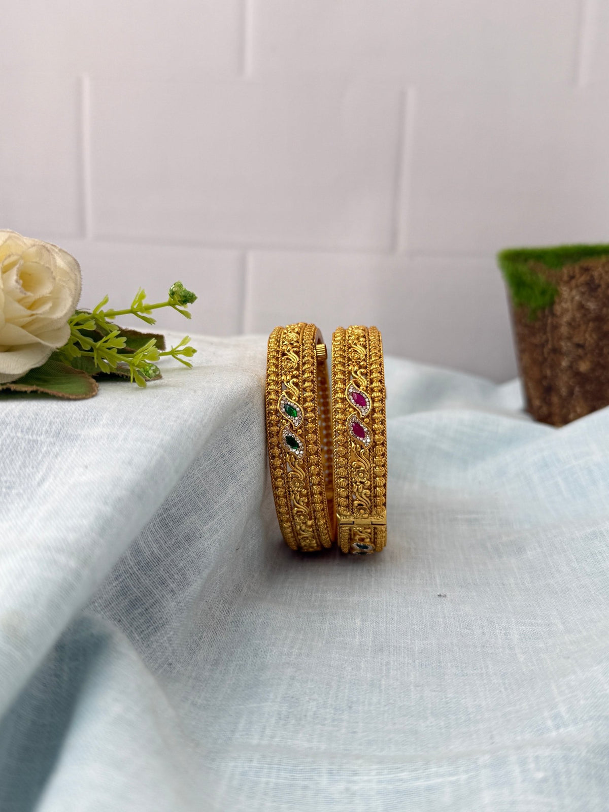 Antique Gold Like Kada Bangles Set Of 2| B0310 - Mahilas