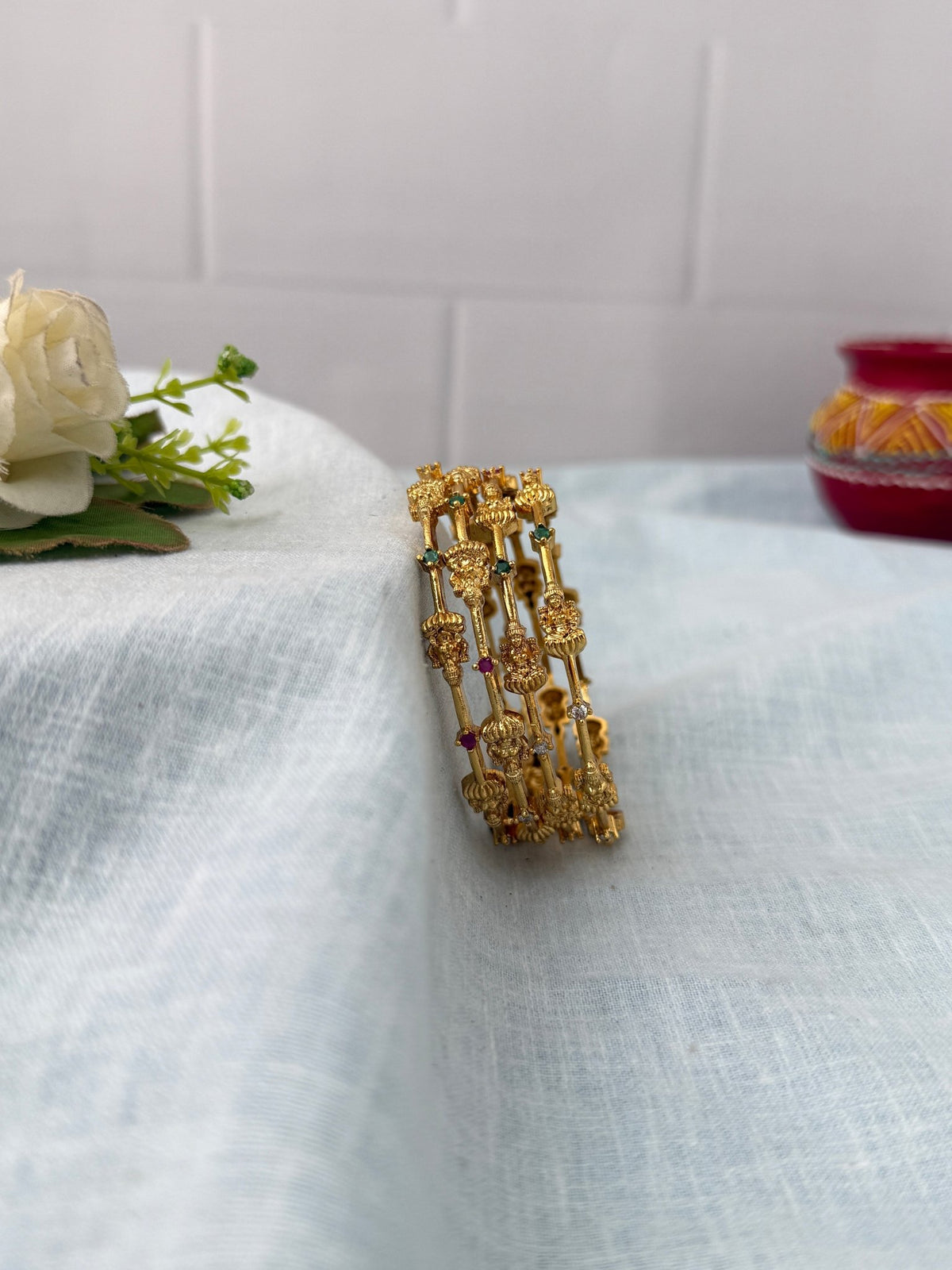 Antique Gold Like Lakshmi Bangles |Set Of 4| B0441 - Mahilas