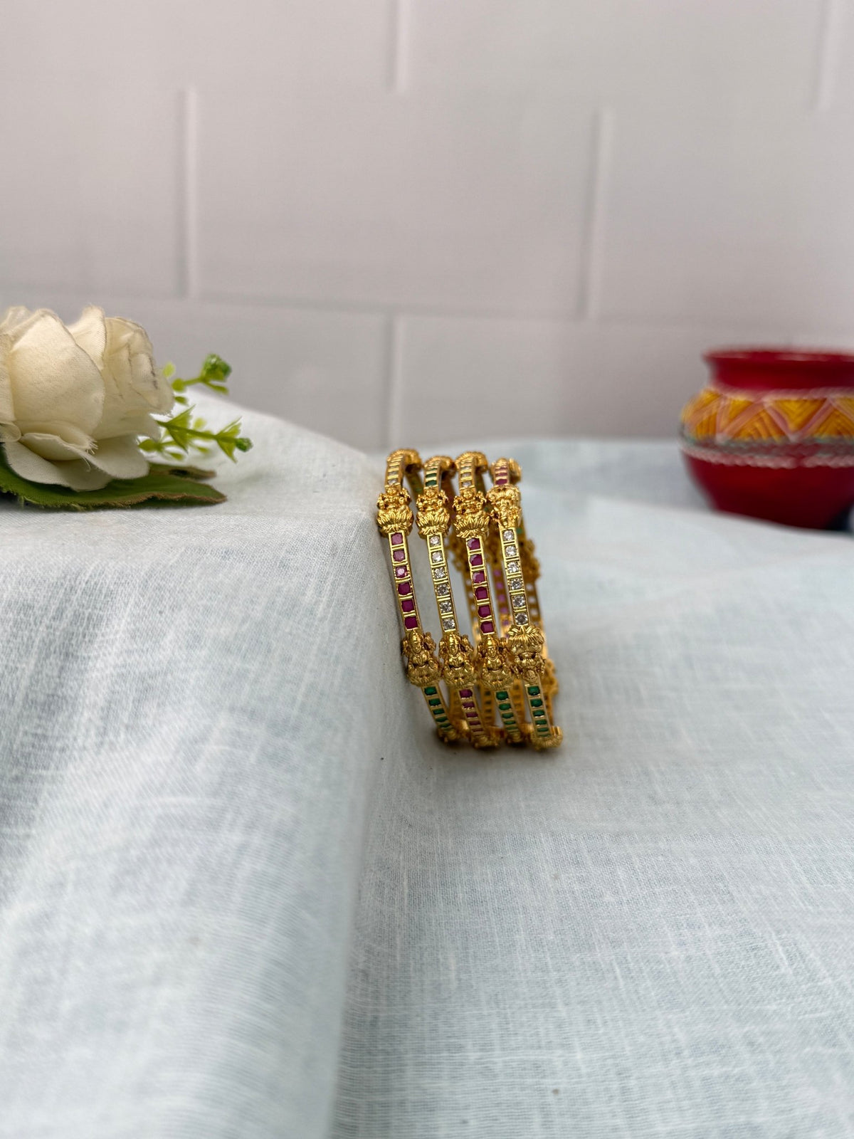 Antique Gold Like Lakshmi Bangles |Set Of 4| B0448 - Mahilas