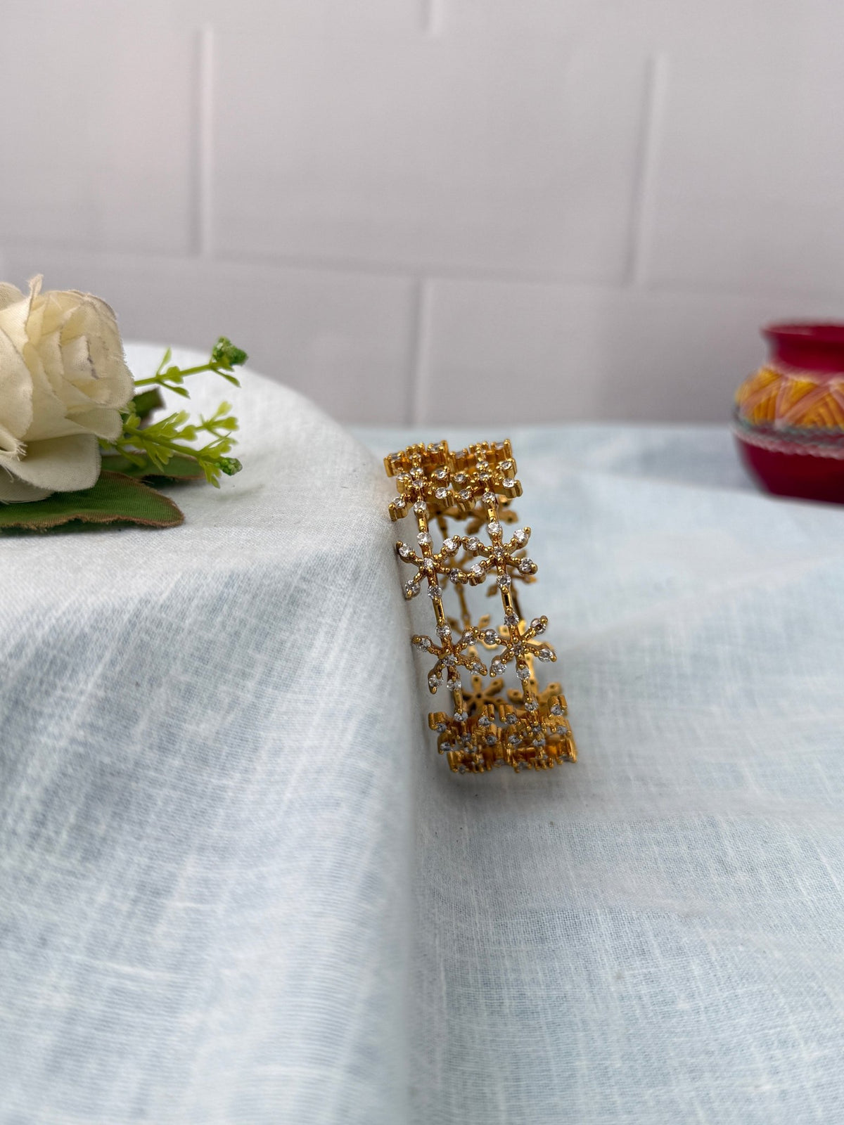 Antique Gold Like Stone Bangles |Set Of 2| B0439 - Mahilas