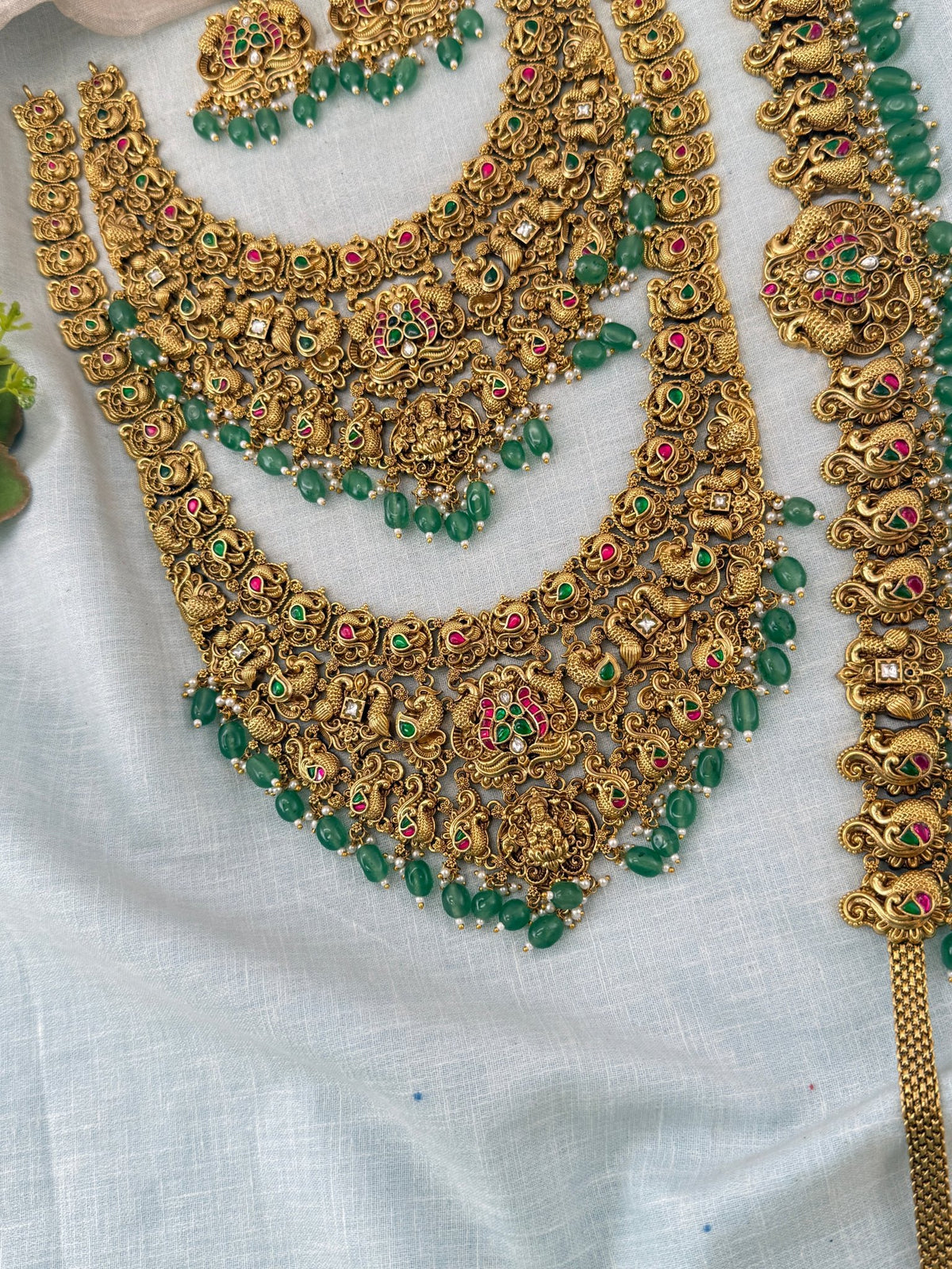 Antique Grand Gaja Lakshmi Jadau Full Bridal Necklace Set | 205 - Mahilas