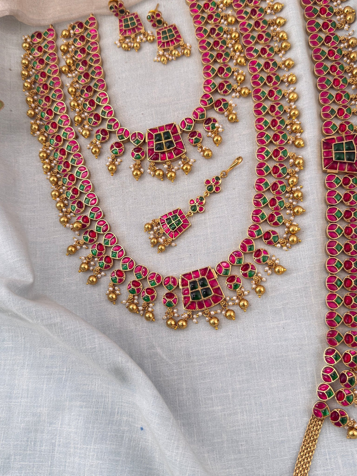 Antique Grand Jadau Kundan Full Bridal Necklace Set | 206 - Mahilas