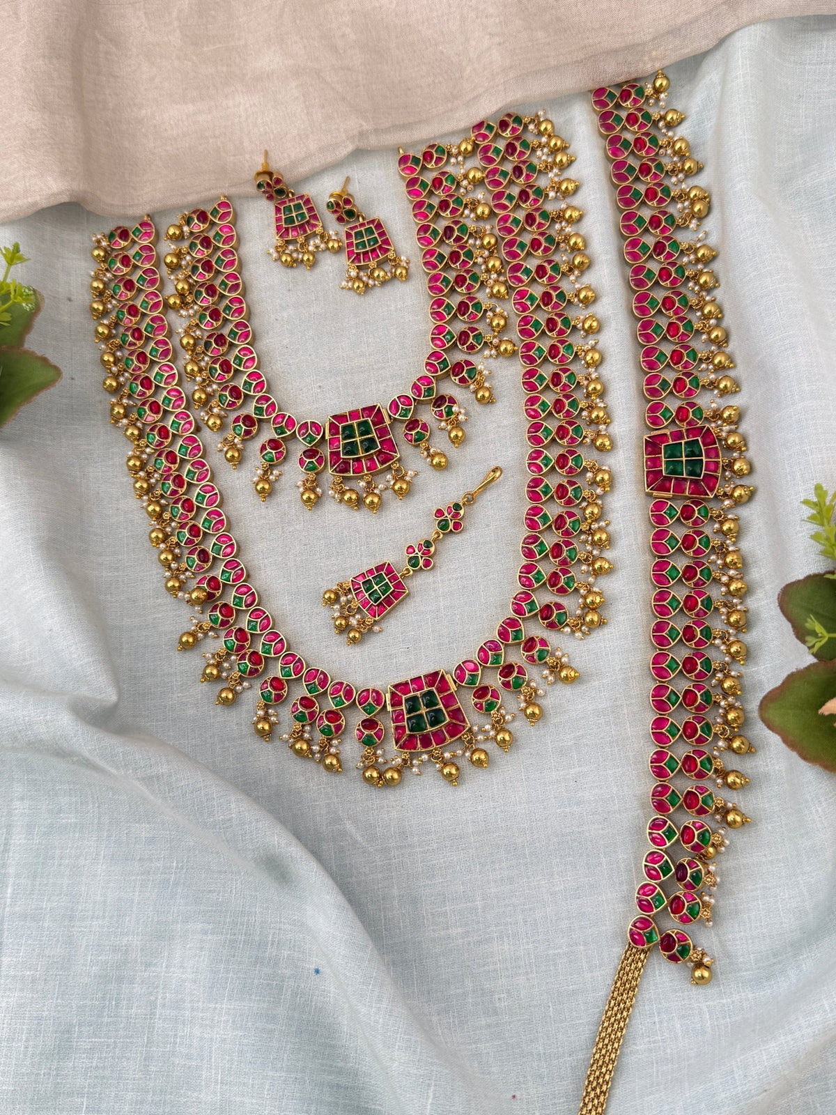 Antique Grand Jadau Kundan Full Bridal Necklace Set | 206 - Mahilas