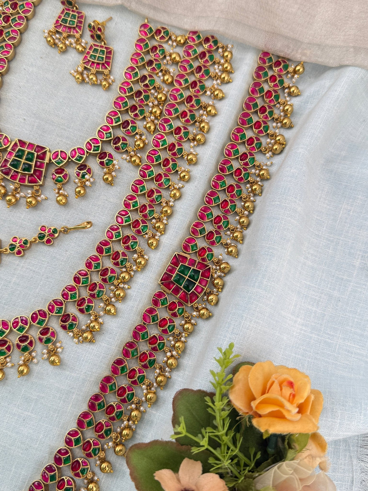 Antique Grand Jadau Kundan Full Bridal Necklace Set | 206 - Mahilas