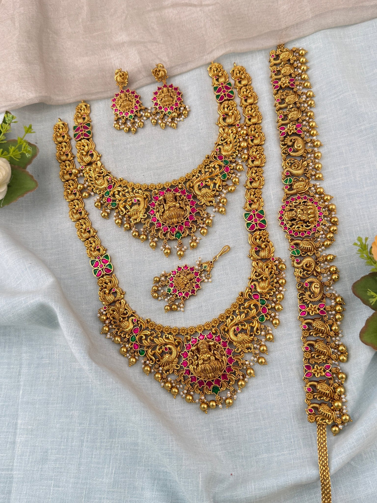 Antique Grand Jadau Lakshmi Full Bridal Necklace Set | 207 - Mahilas