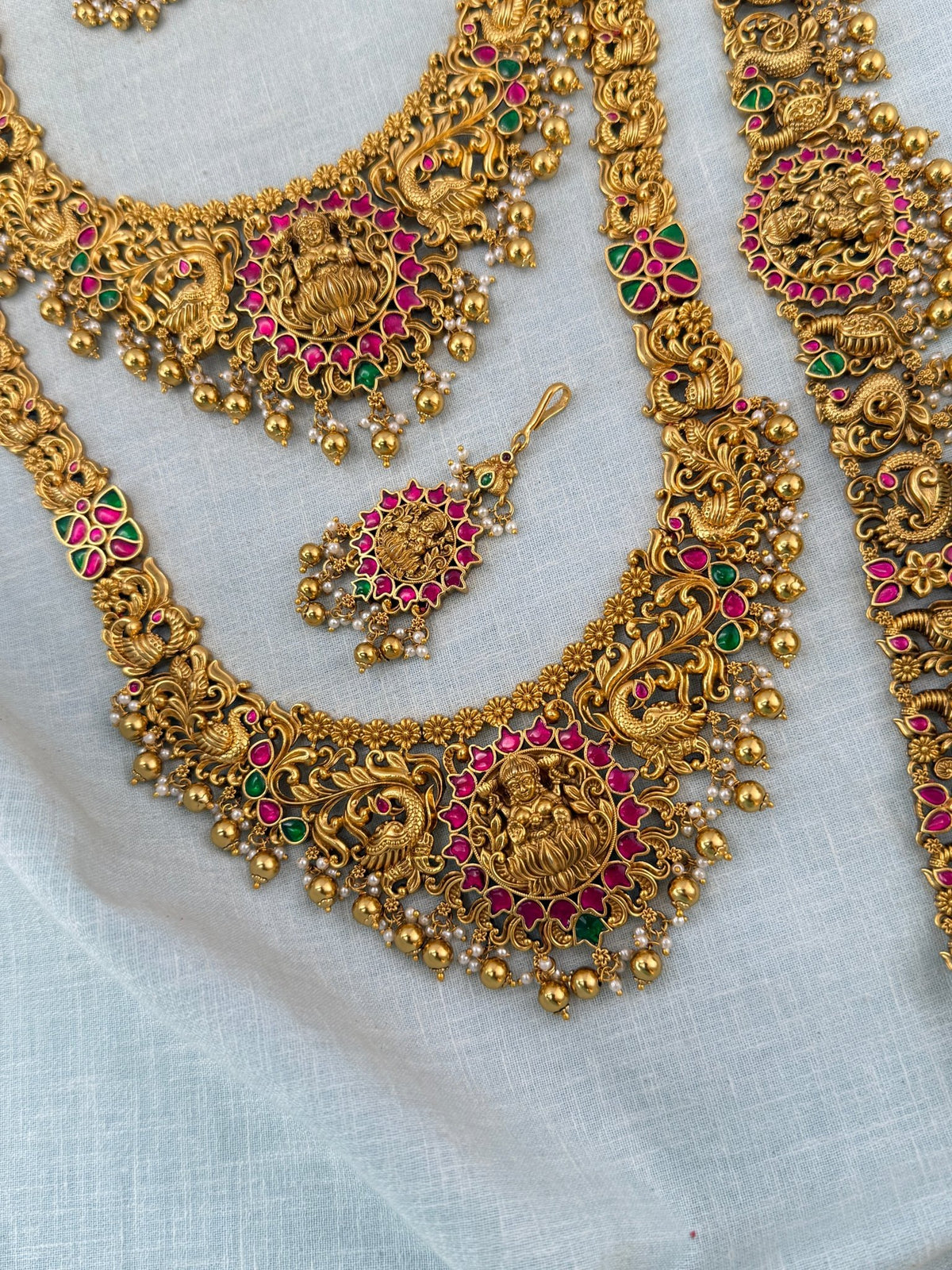 Antique Grand Jadau Lakshmi Full Bridal Necklace Set | 207 - Mahilas
