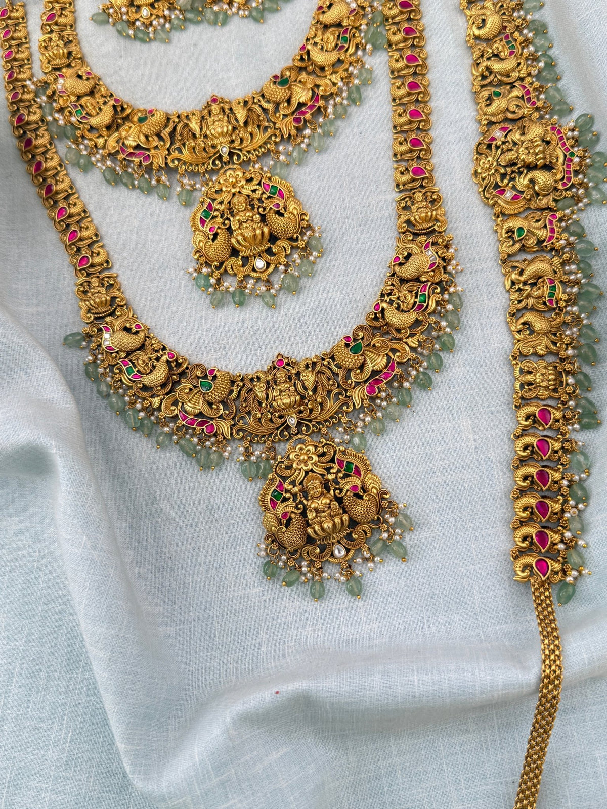 Antique Grand Jadau Lakshmi Full Bridal Necklace Set | 208 - Mahilas