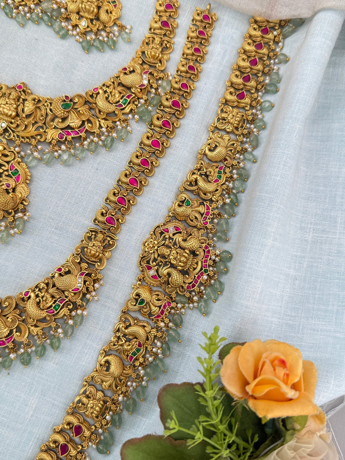 Antique Grand Jadau Lakshmi Full Bridal Necklace Set | 208 - Mahilas